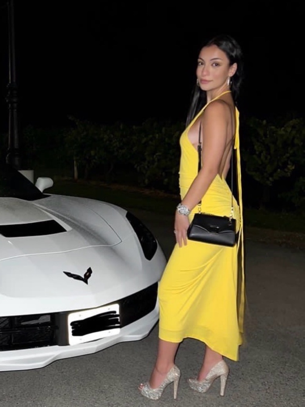 Backless Ruched Halter Dress - Yellow - Picture 2 of 3